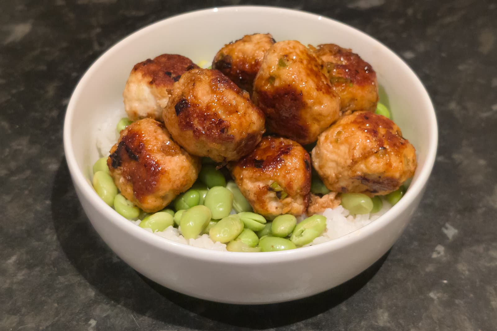 Teriyaki Turkey Meatballs & Edamame