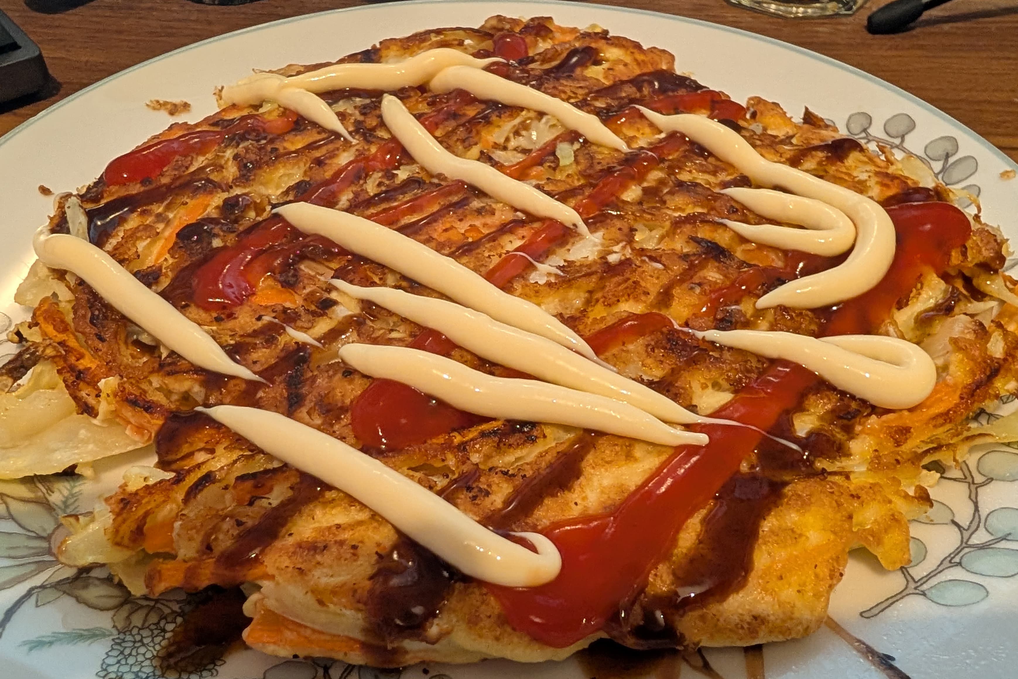 Tofu Okonomiyaki (Cabbage & Carrot) — serving suggestion