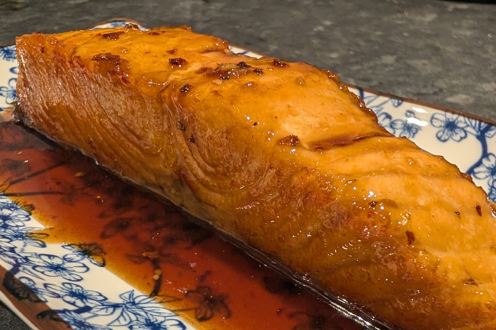 Glazed Salmon with Greens & Mushrooms — serving suggestion
